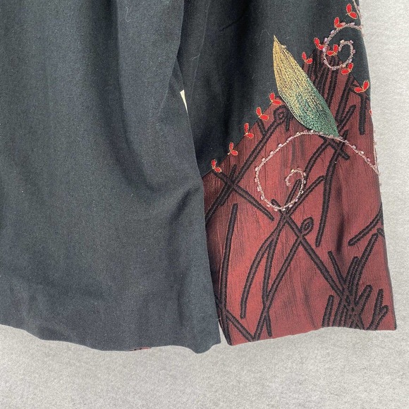 Bala Bala 100% SILK Blazer Jacket Womens 1X Art To Wear Embroidered Floral - Picture 9 of 15